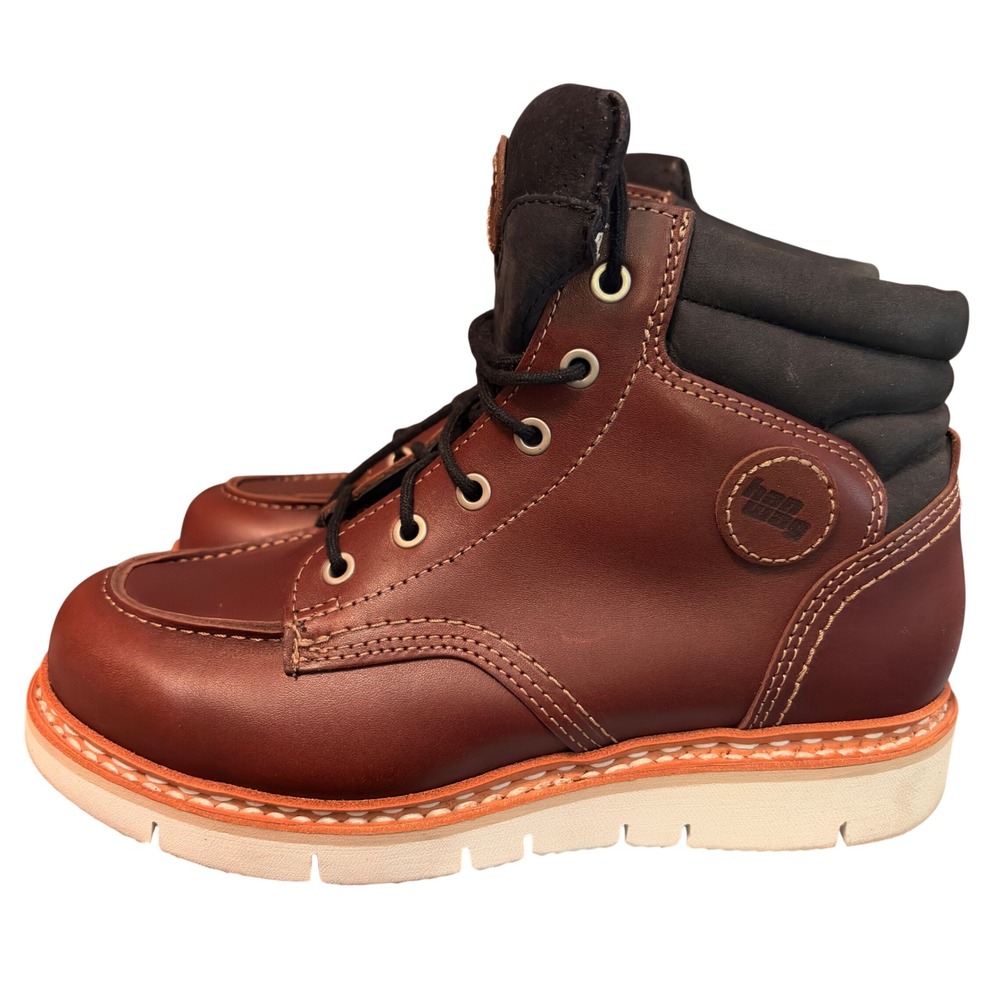 Hanwag‎ Torsby Lady Brown Leather Moc Toe Boots Vibram Sole Made in Germany Sz 8